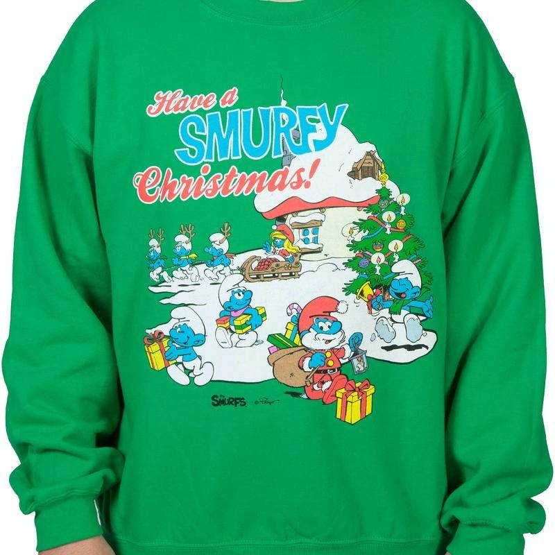 Smurf Christmas Faux Ugly Sweater