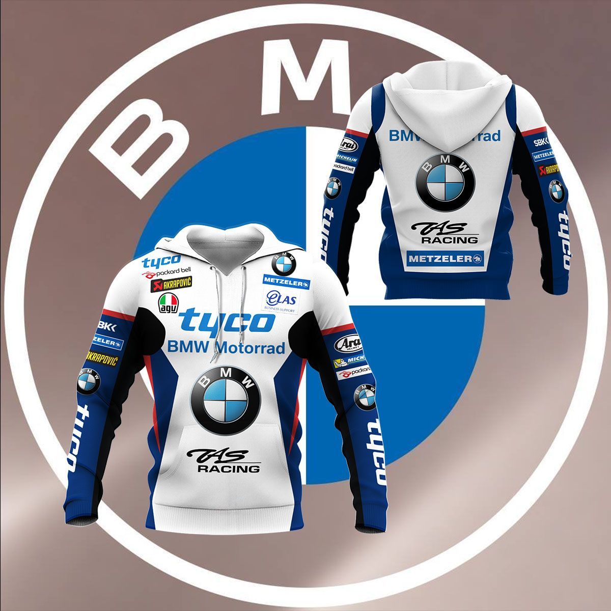 3D All Over Printed BMW Motorrad NTH-NH Shirts Ver 1 (White)