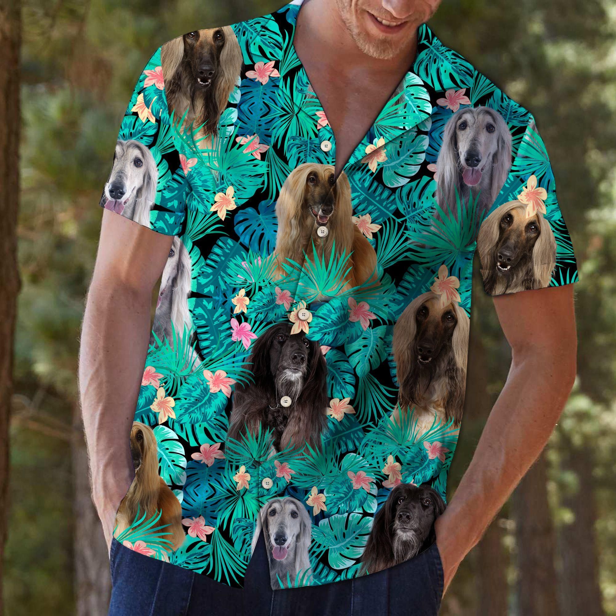 Afghan Hound Tropical Aloha Hawaiian Shirt Colorful Short Sleeve Summer Beach Casual Shirt For Men And Women