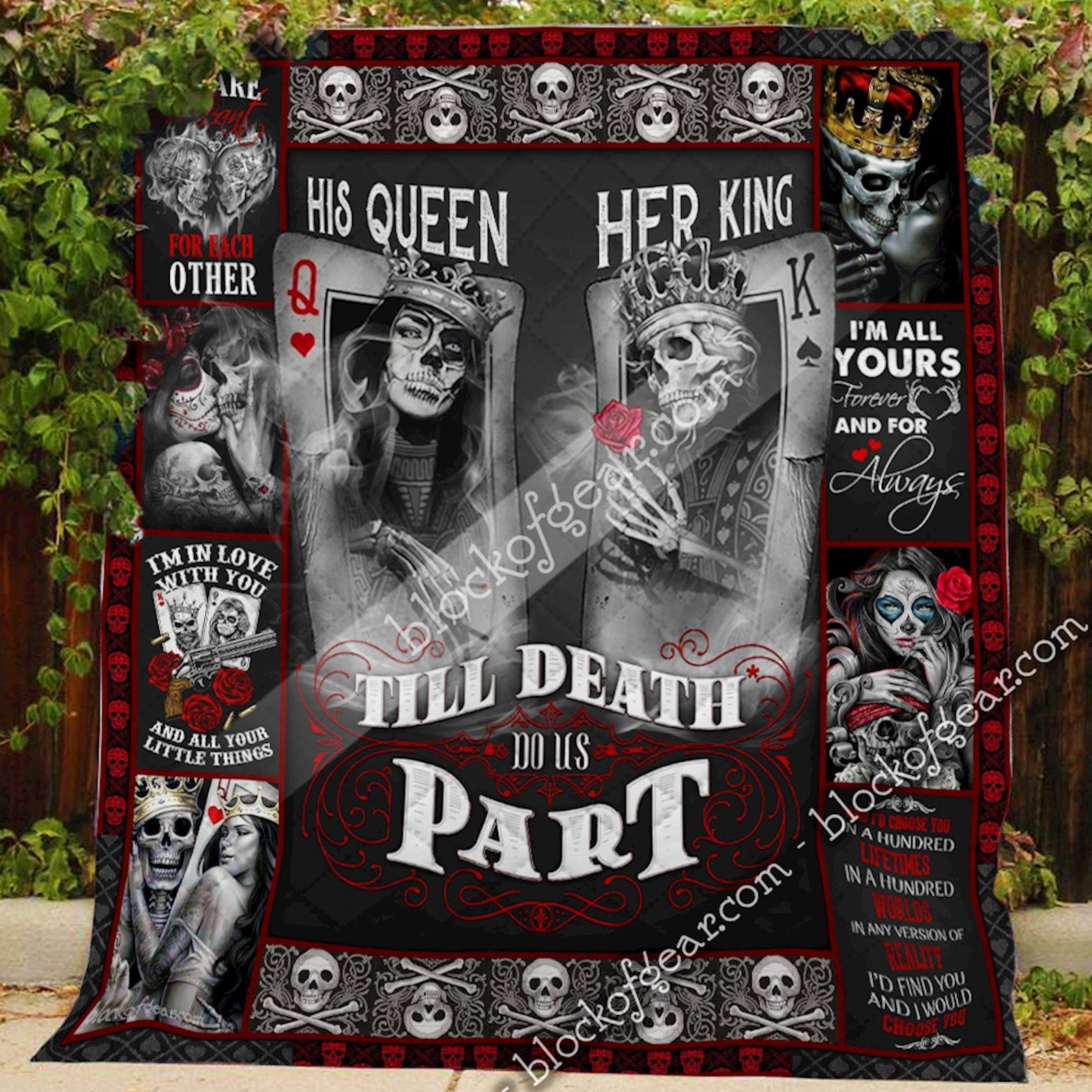 Till Death Do Us Part, Couple Skull Quilt THB1703