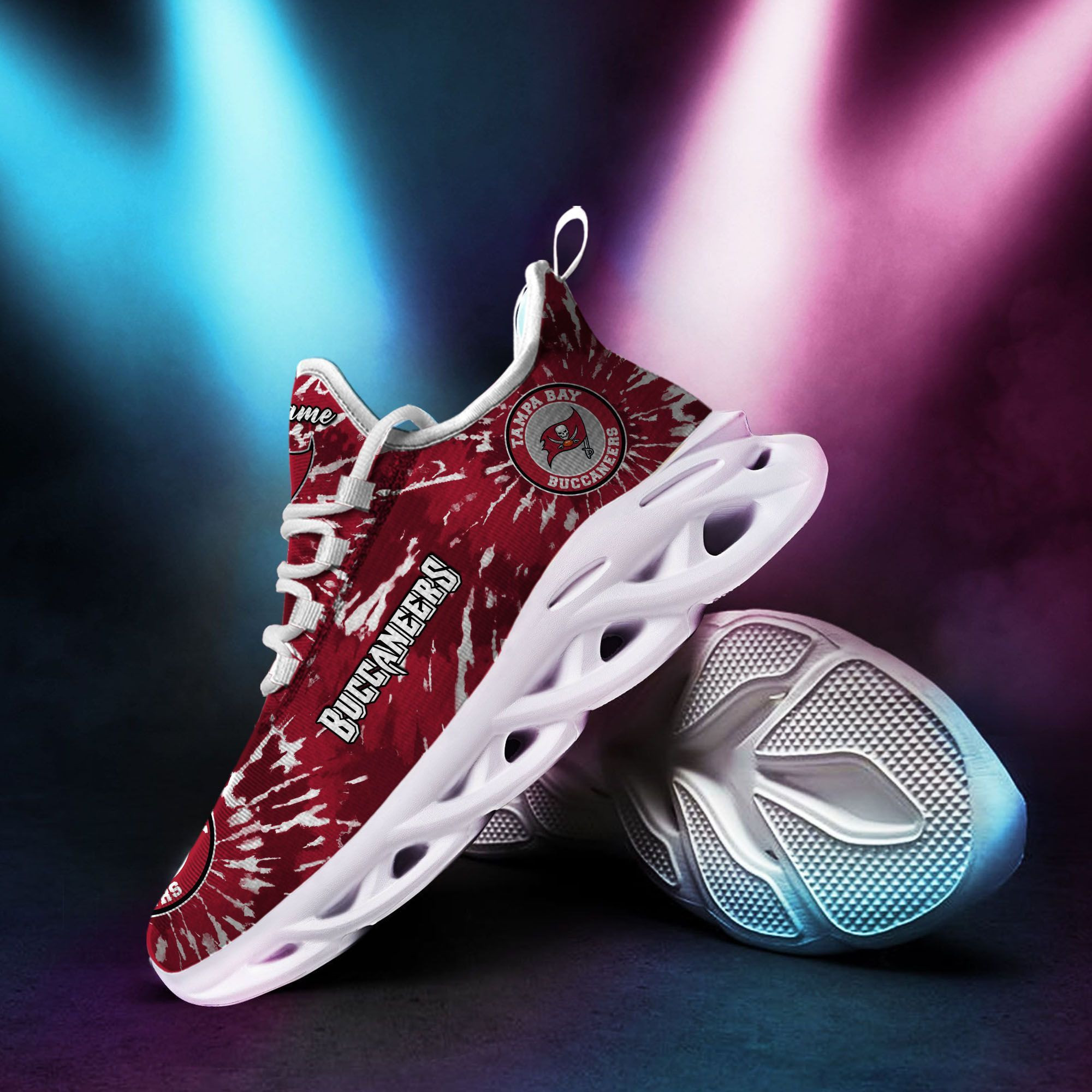 Tampa Bay Buccaneers Custom Name Tie Dye Max Soul Sneaker Shoes For Fans