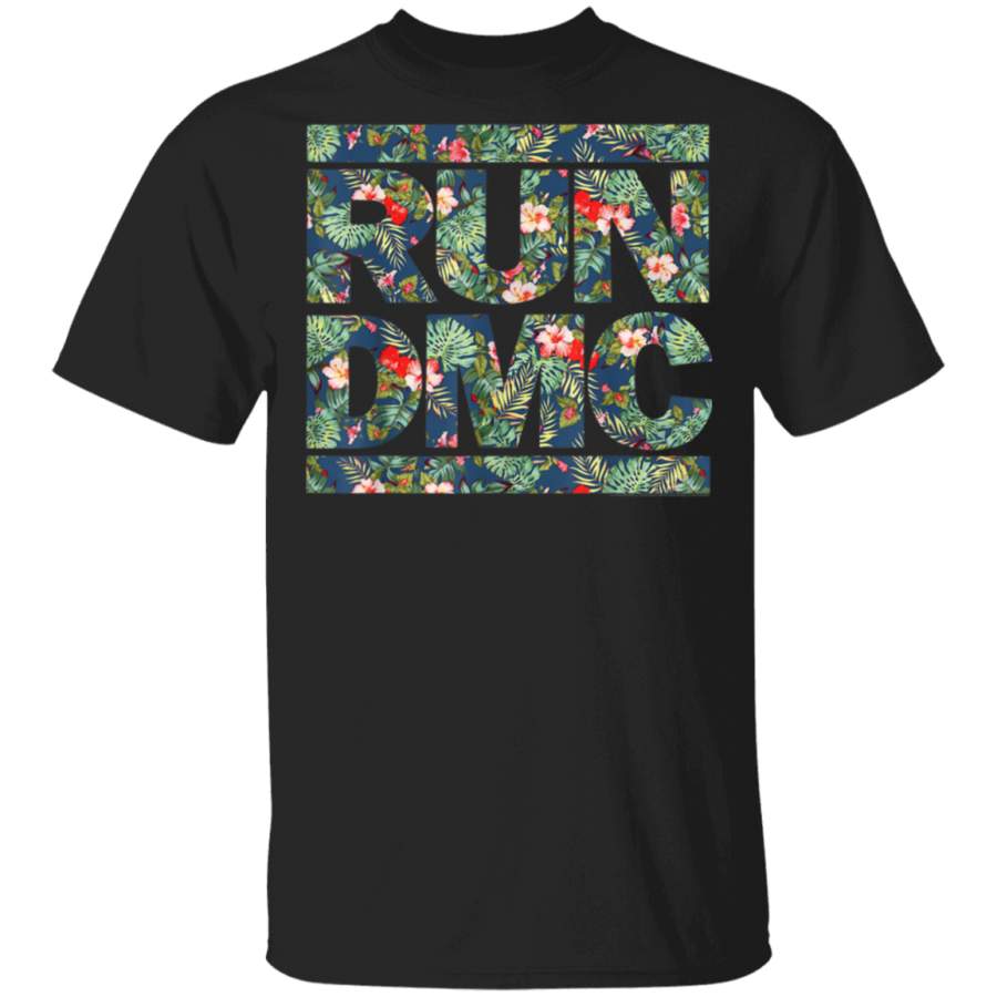 Run DMC Official Floral Blue Logo TShirt