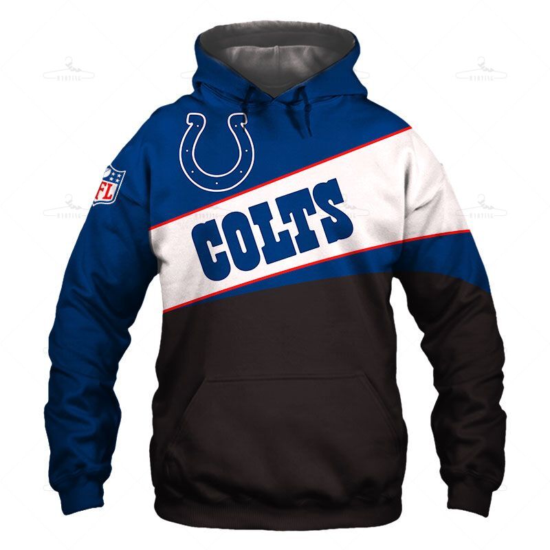 Indianapolis Colts Zip Hoodie 3D Long Sleeve Pullover New Season