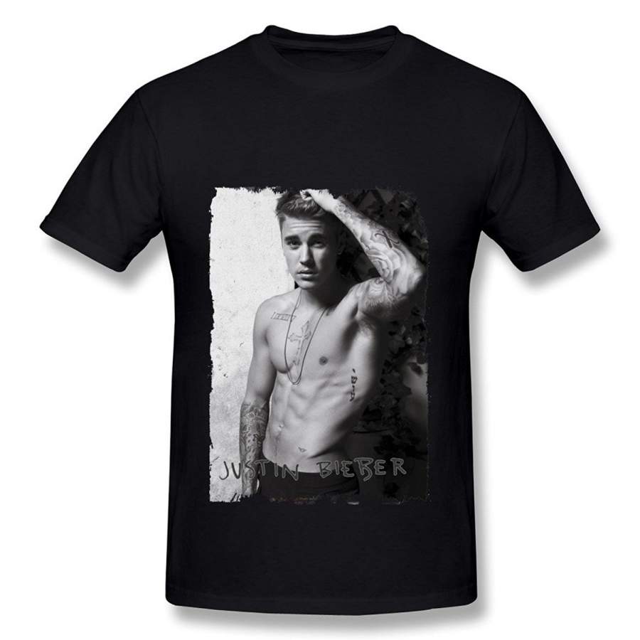 Justin Bieber Tour Poster Pattern Tee Shirt For Men Funny Fashion Short Sleeved T-Shirt