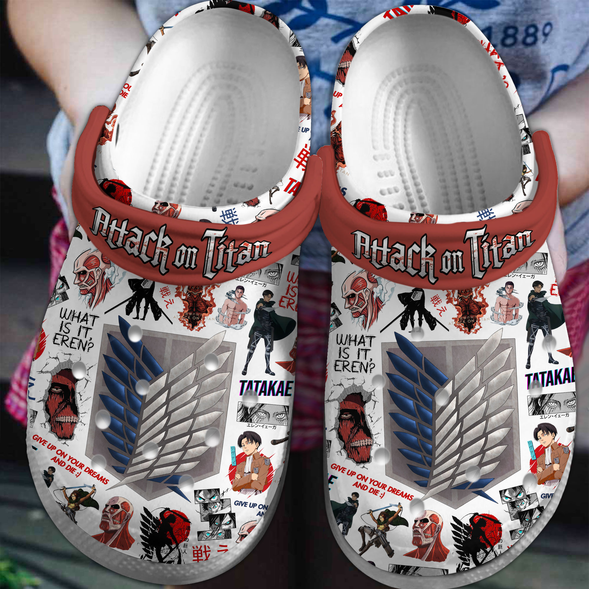 Attack on Titan Anime Crocs Crocband Clogs Shoes Comfortable For Men Women and Kids