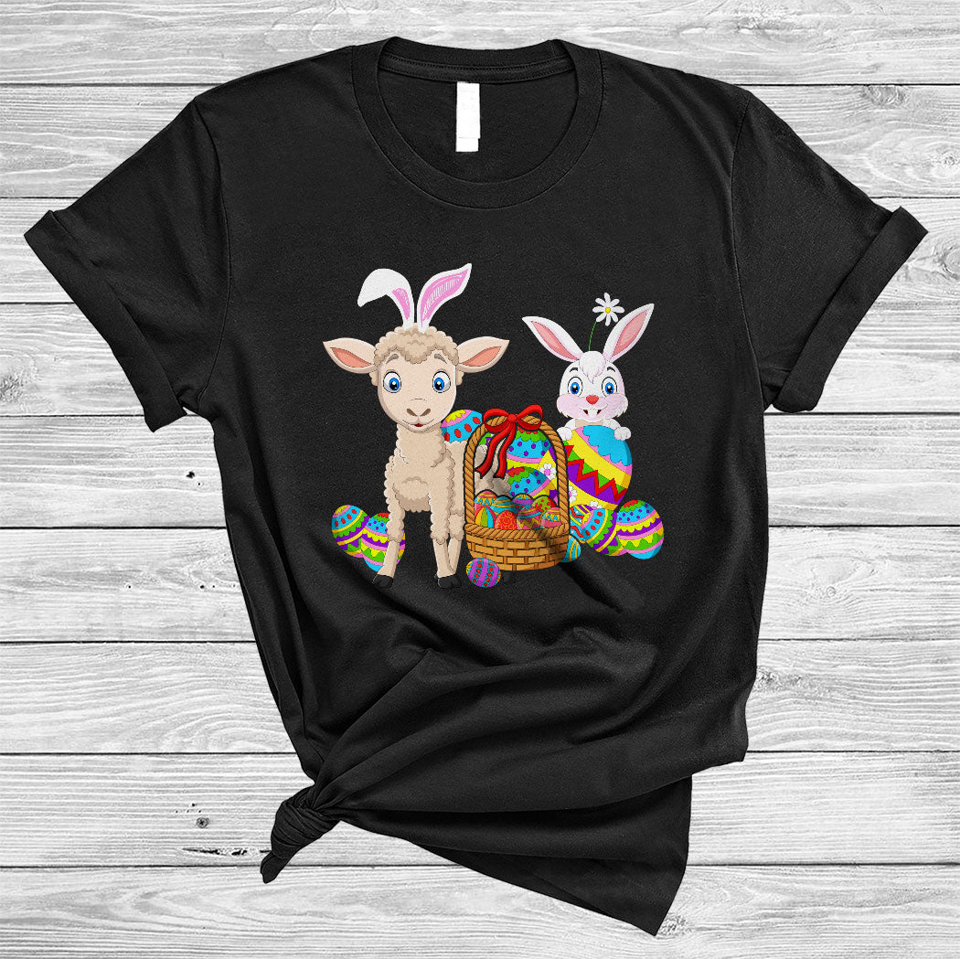 Bunny Sheep Dog With Easter Egg Basket Cute Happy Easter Day Bunny Farmer Lover Gifts T-Shirt