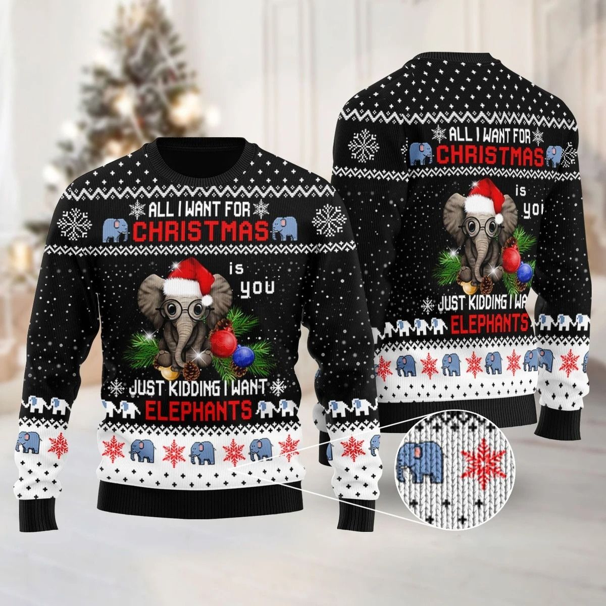 Buy Elephant Lover Christmas Ugly Sweater, Elephant Lover Christmas Gift, Elephant Christmas Shirt