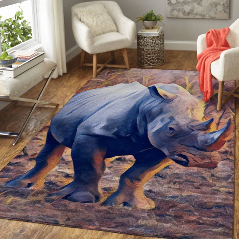 The Rhino 2 – Animals Area Rug Carpet