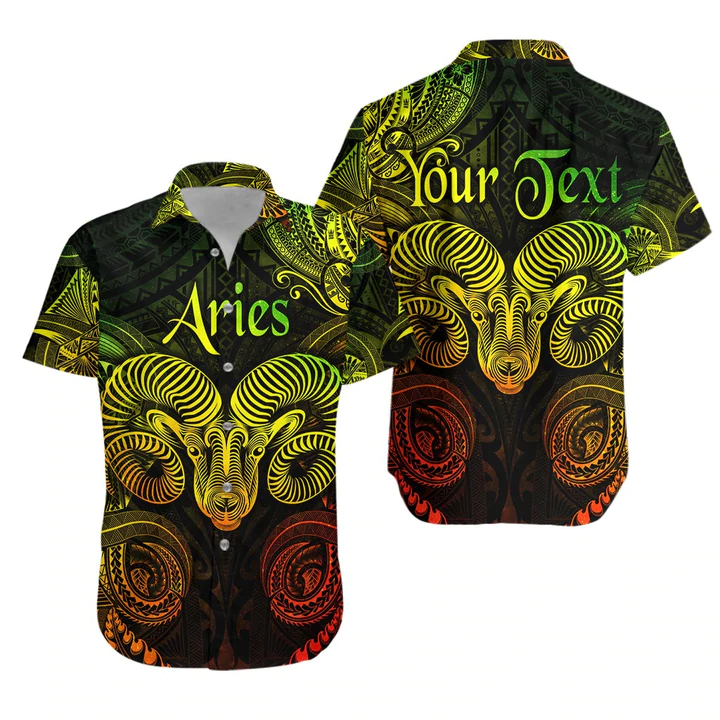 Aries Zodiac Polynesian Custom Name Hawaii Shirt For Men Women Ha39554