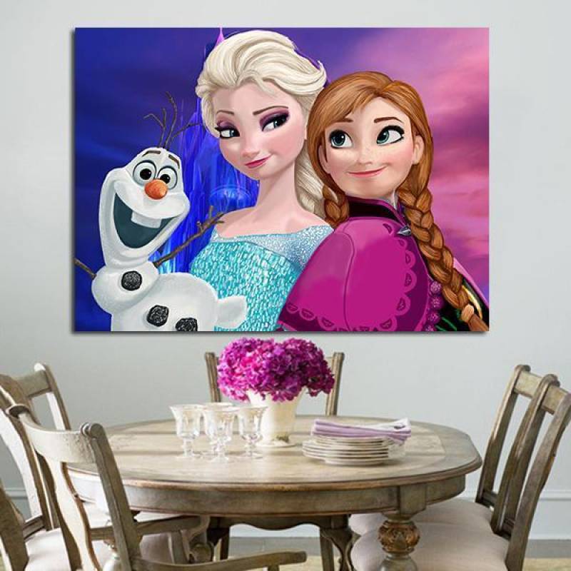 1 Panel Frozen Elsa, Anna and Olaf Wall Art Canvas