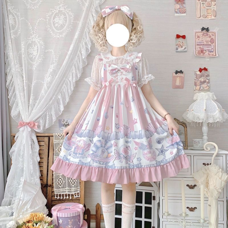 Autumn Women’s Knee-Length Short-Sleeved Two-Dimensional Lolita Dress RY01 alx