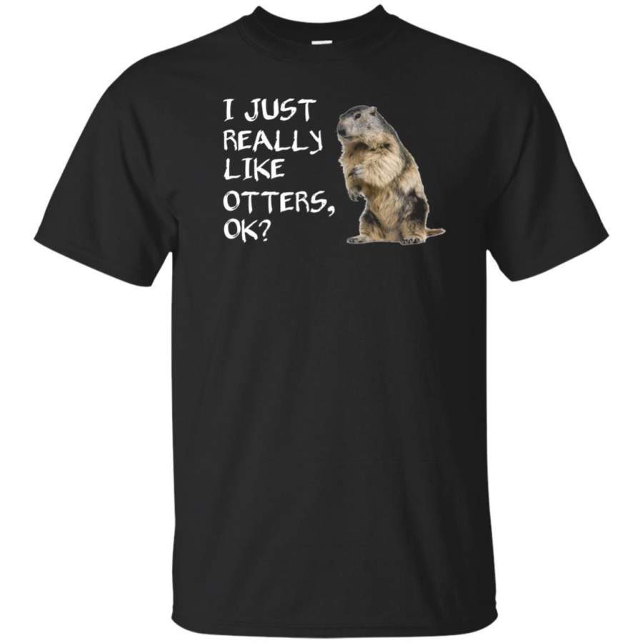 AGR Cute Otter T-shirt I Just Really Like Otters, Ok? Badger Tee