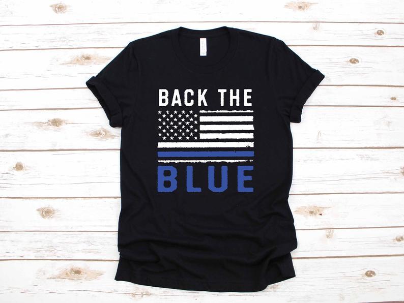 Dreameris Police Back The Blue Usa Flag Law Enforcement Gift T Shirt Long Sleeve Sweatshirt  Hoodie Tank Top