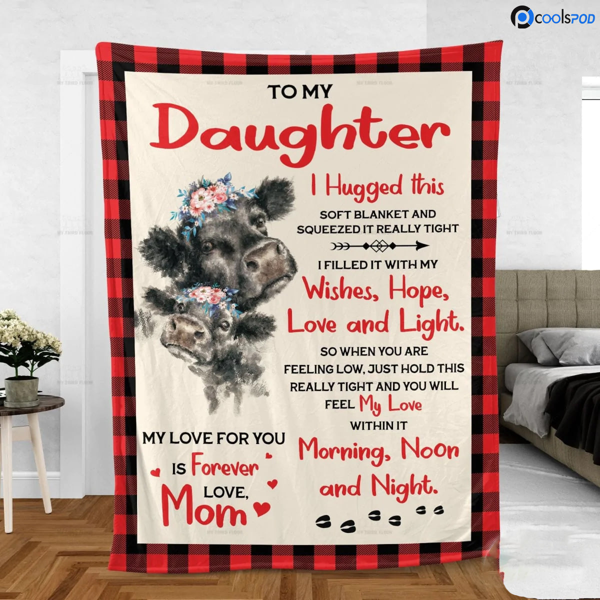 From Mom To Daughter Black Angus Cattle Lovers Premium Blankets, Gift For Daughter