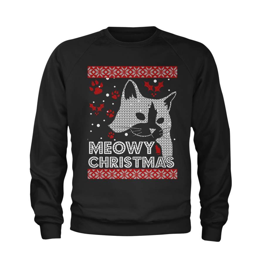 (Color) Meowy Christmas Ugly Christmas Holiday  Youth-Sized Crewneck Sweatshirt