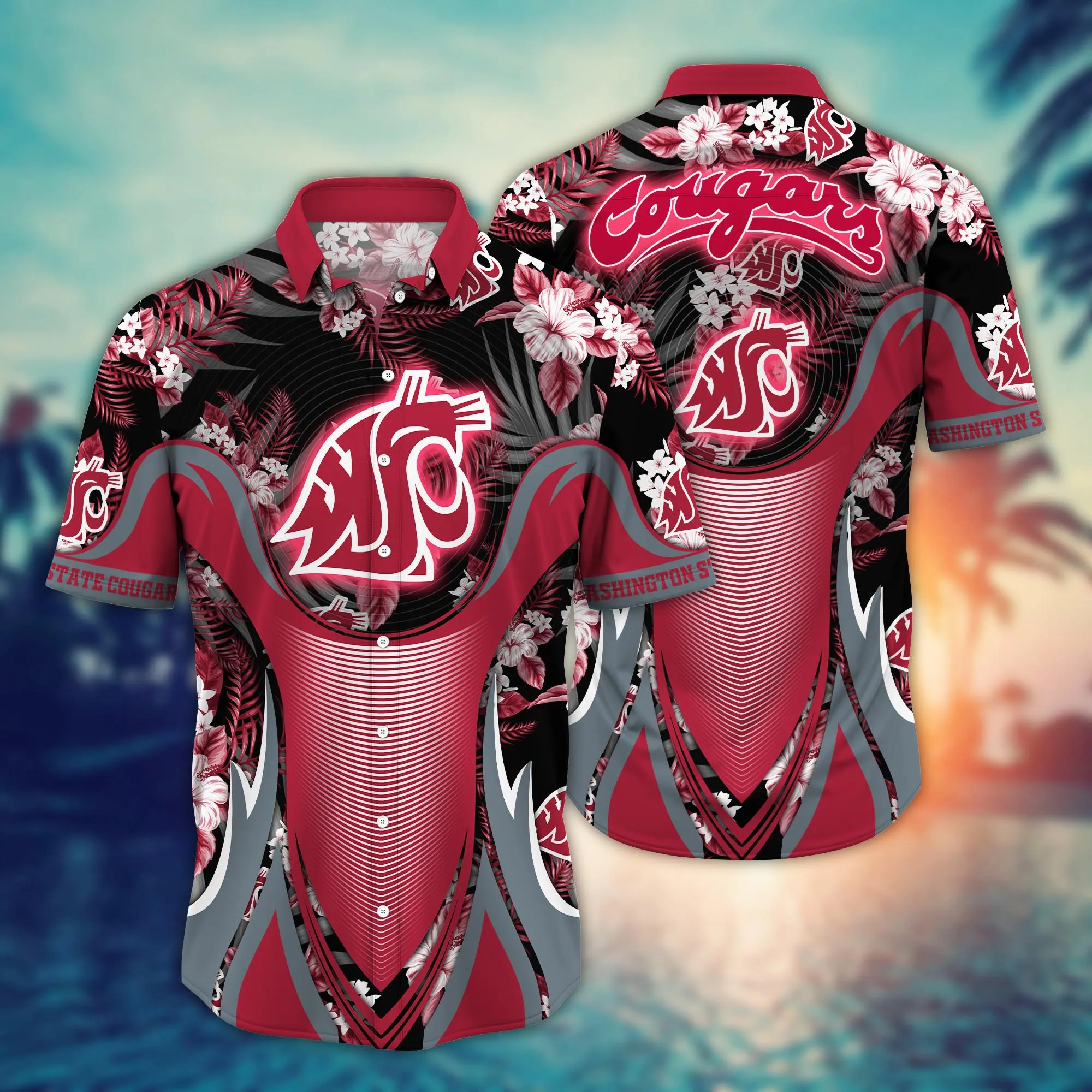 Washington State Cougars NCCA Hawaiian Shirt Garden Parties Aloha Shirt