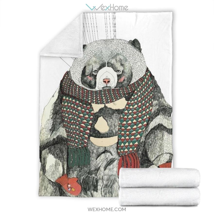 Christmas Wild Bear Art Design Premium Blanket