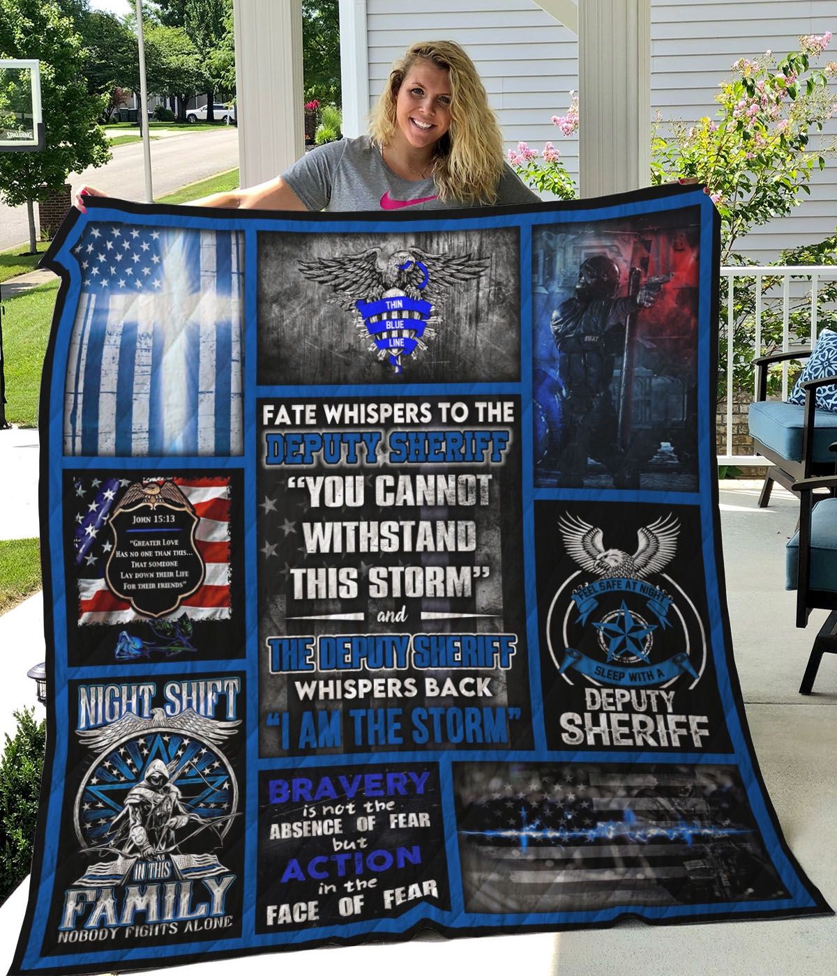 Feel Safe At Night Sleep With A Deputy Sheriff Quilt Blanket Great Customized Blanket Gifts For Birthday Christmas Thanksgiving