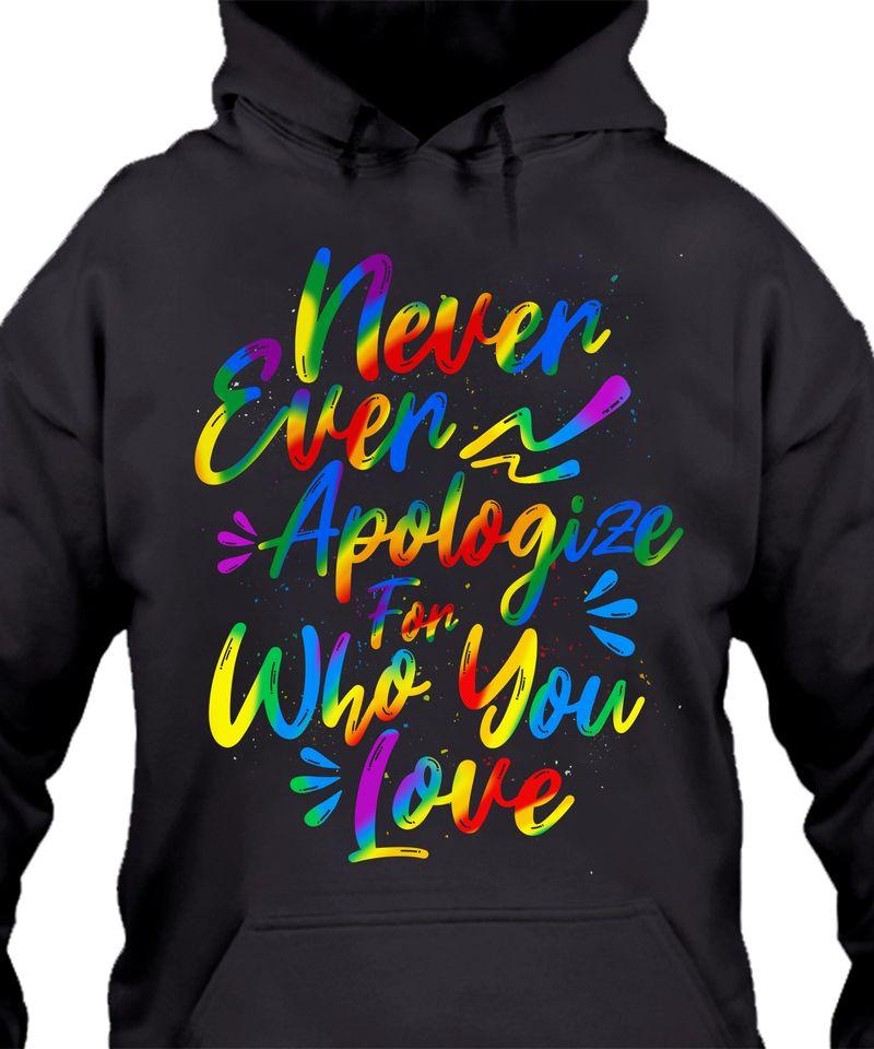 Rainbow Color Never Even Apologize For Who You Love Standard Hoodie