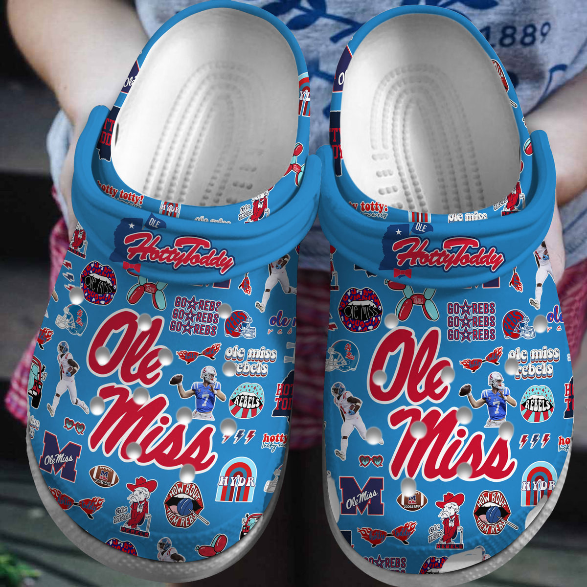 Ole Miss Rebels NCAA Sport Crocss Crocband Clogs Shoes Comfortable For Men Women and Kids