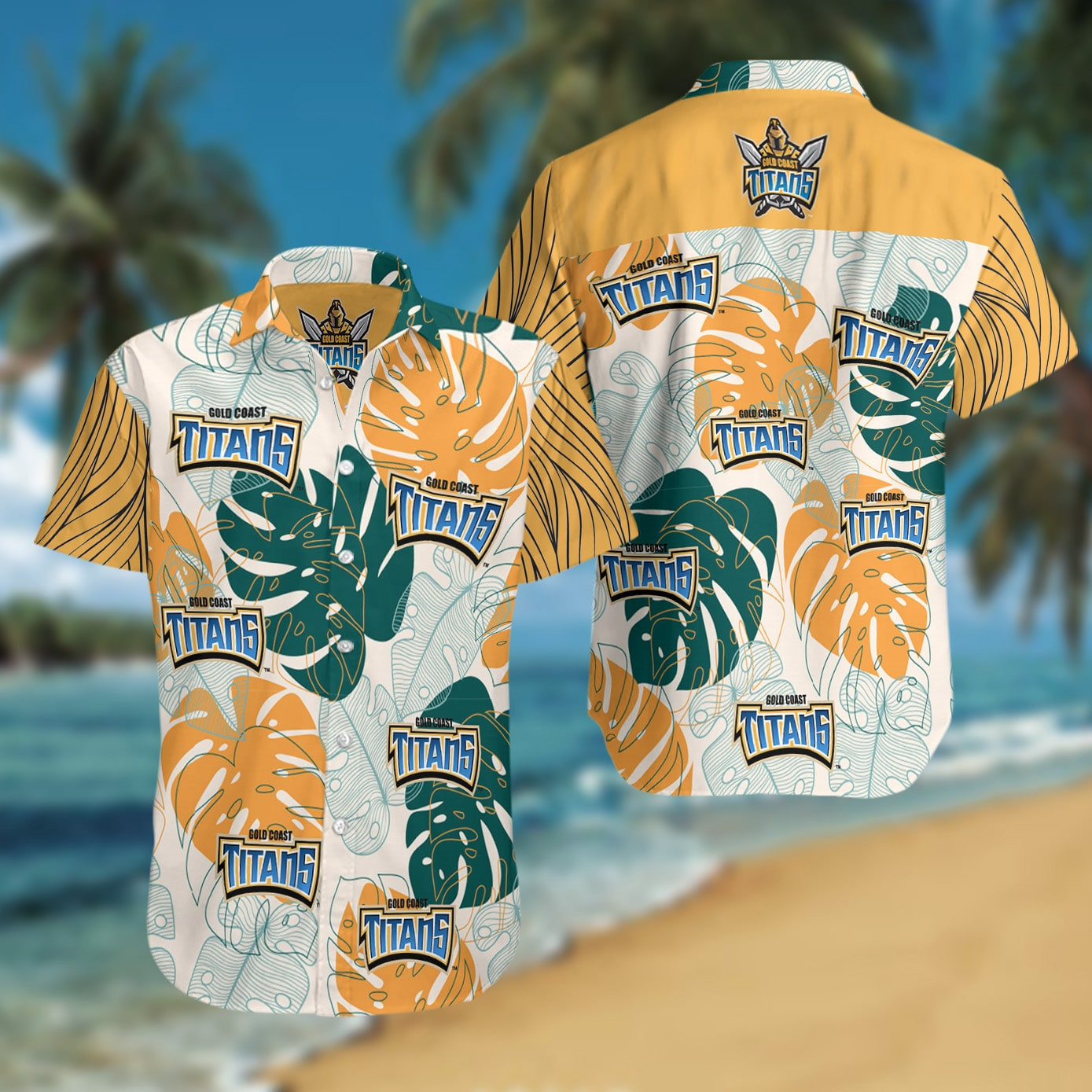 Gold Coast Titans All Over Print Summer Short Sleeve Hawaii Beach Ha61464