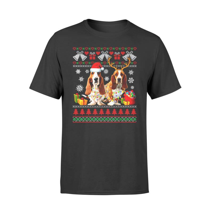 Christmas gift idea Basset Hound Dog Ugly Xmas Puppy Xmas Pajama T-Shirt – Standard T-shirt