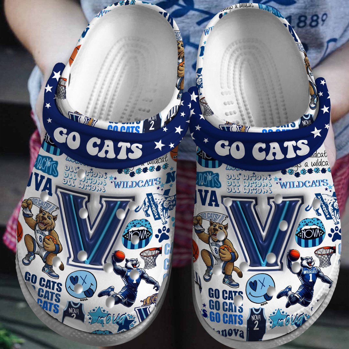 Villanova Wildcats NCAA Sport Crocss Crocband Clogs Shoes Comfortable For Men Women and Kids