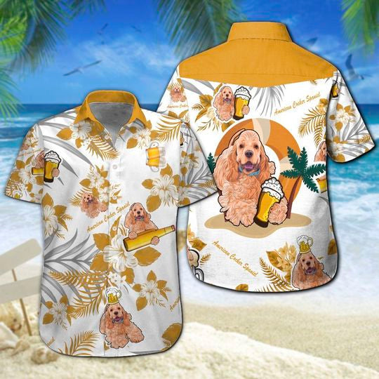 American Cocker Spaniel  Beer Hawaiian Shirt Summer Button Up For Men, Women, Couple