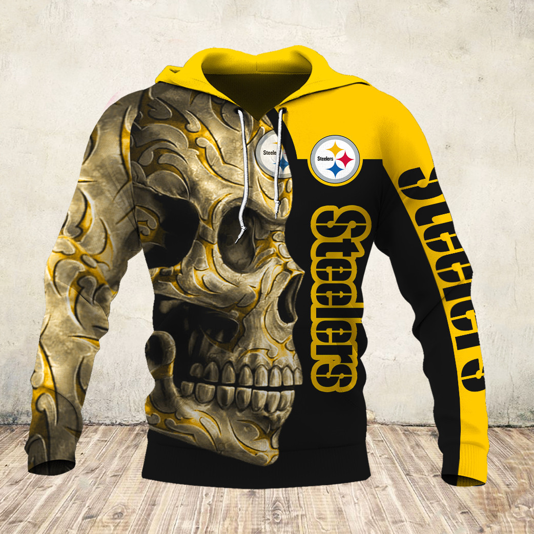 Pittsburgh Football Hoodie, Pittsburgh Football Skull Tattoo Hoodie, American Football Hoodie, Unisex, Hoodie, Zip Hoodie Shirtstore24H