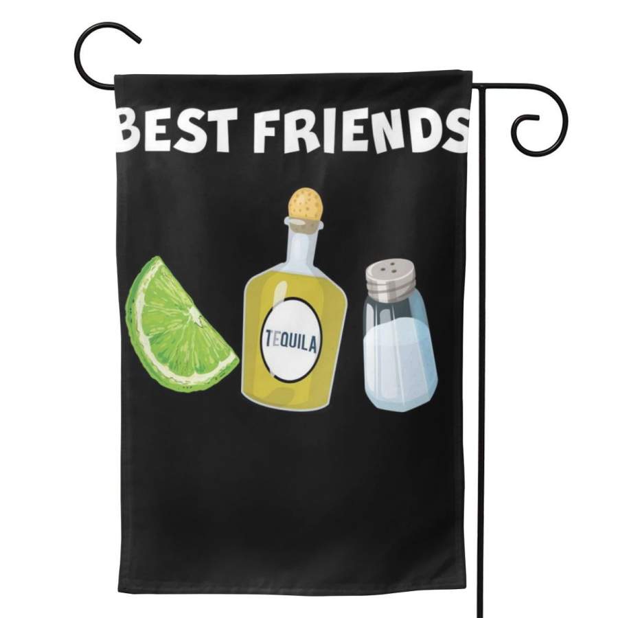 2 Pcs Garden Flag Best Friends Lime Tequila Salt Horizontal Poster 12.5″x18″ -Mothers Day, Birthday Gifts for Mom, Dad, Wife, Husband, Daughters, Grandma, Friends