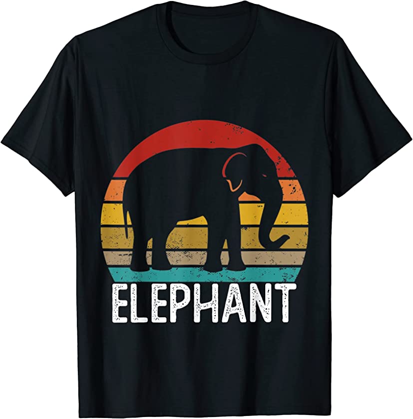 Vintage Retro Elephant Sunset 70s 80s 90s Elephant Party T-Shirt