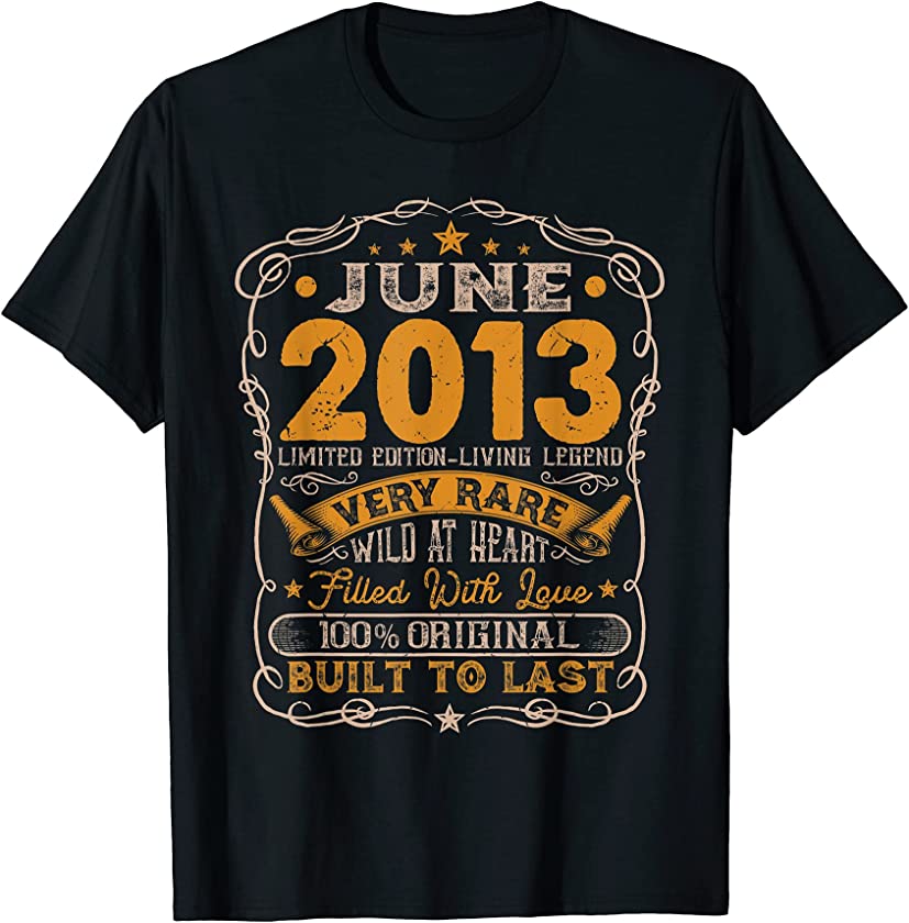 Vintage June 2013 Distressed 8 Years Old 8th Birthday T-Shirt