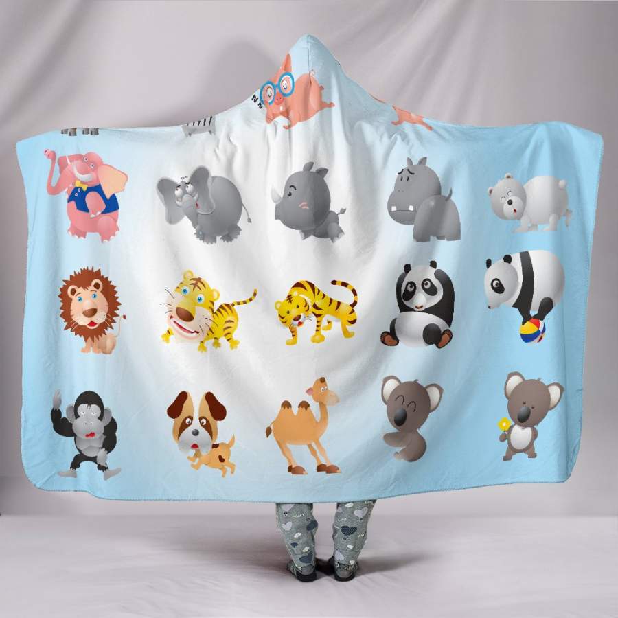 Animal Cartoon Hooded Blanket