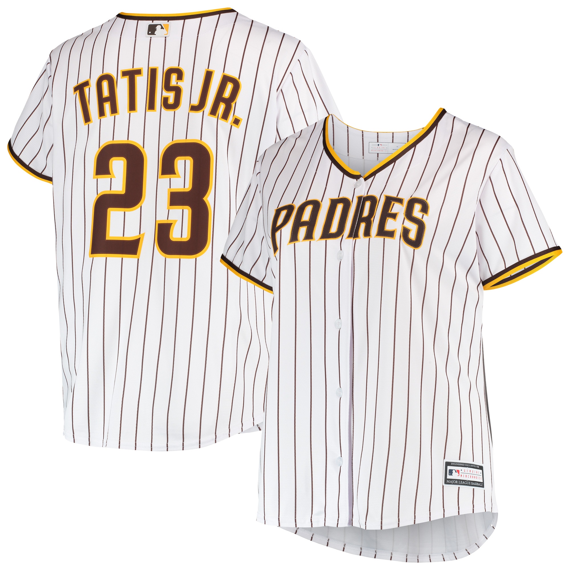 Fernando Tatis Jr. San Diego Padres Women's Plus Size Replica Player Jersey – White/Brown