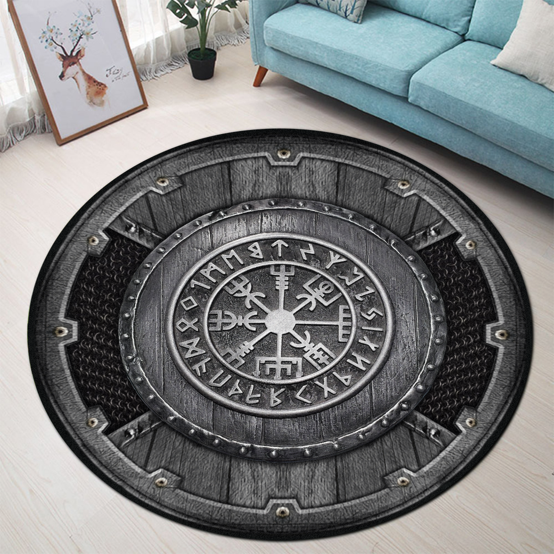 Viking Norse Mythology Round Carpet All Over Print