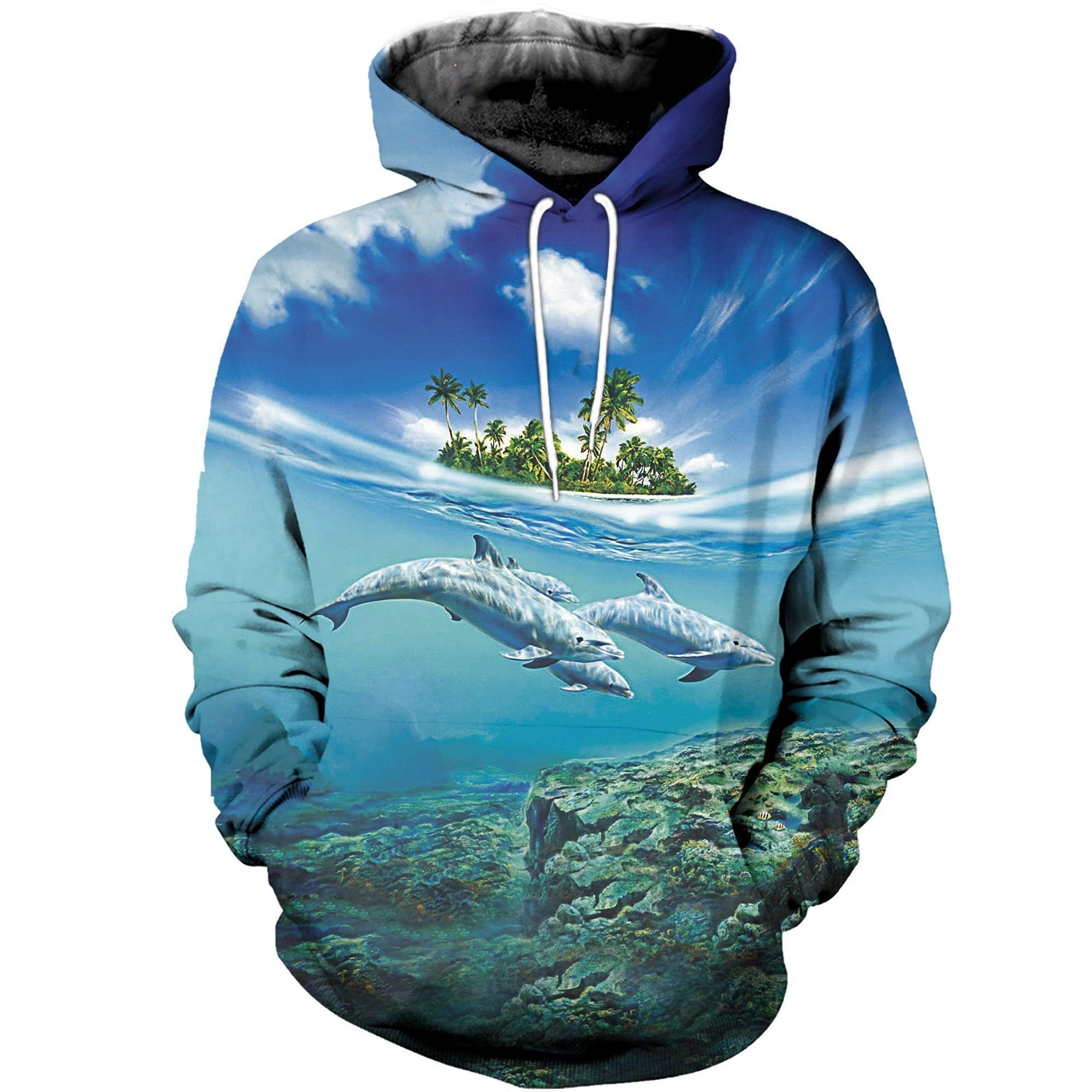 Dolphin Blue Youth Design 3D Printed Sublimation Hoodie Hooded Sweatshirt Comfy Soft And Warm For Men Women S To 5Xl Ctc05036411