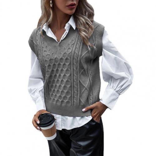 Soft Fabulous Knitted Sweater Vest Anti-shrink Women Vest Oversized for School alx