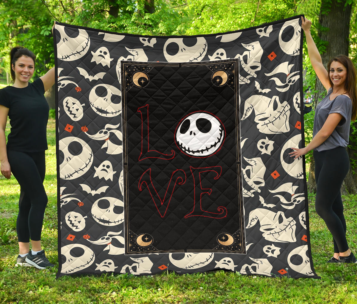 The Nightmare Before Christmas Cartoon Premium Quilt | Jack Oogie Head Patterns Quilt Blanket Nt090604