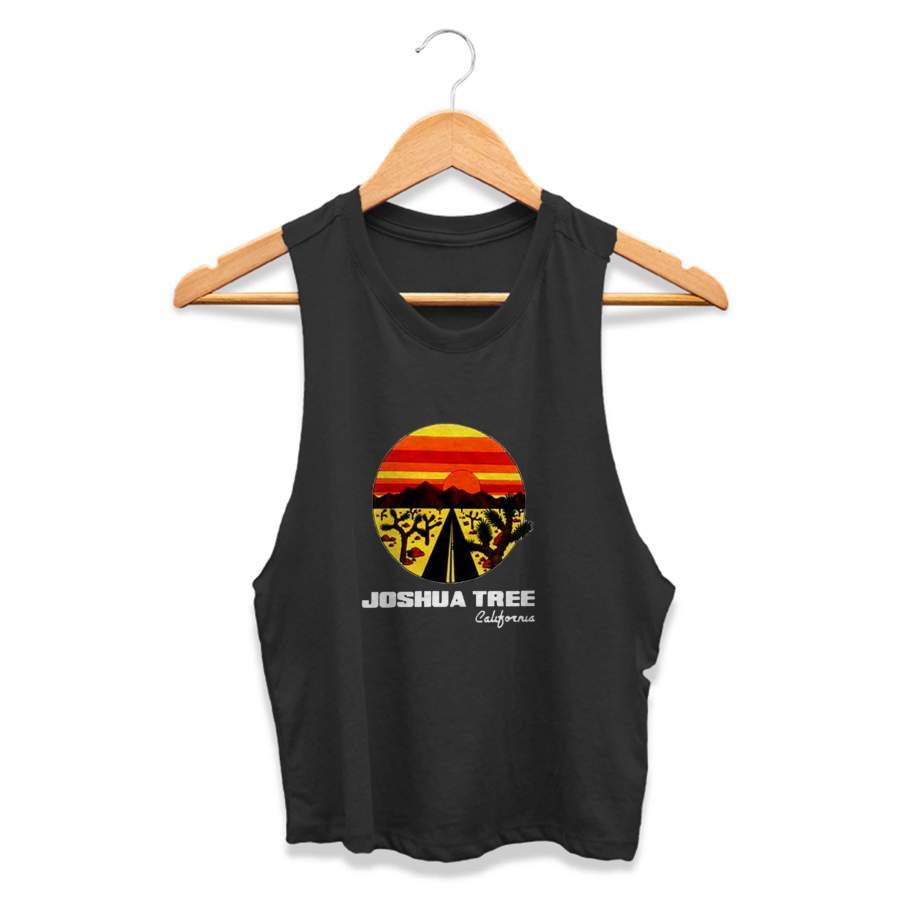 Joshua Tree California Ringer 70s 80s Vintage Inspired Graphic CPY Womans Crop Tanktop Tee