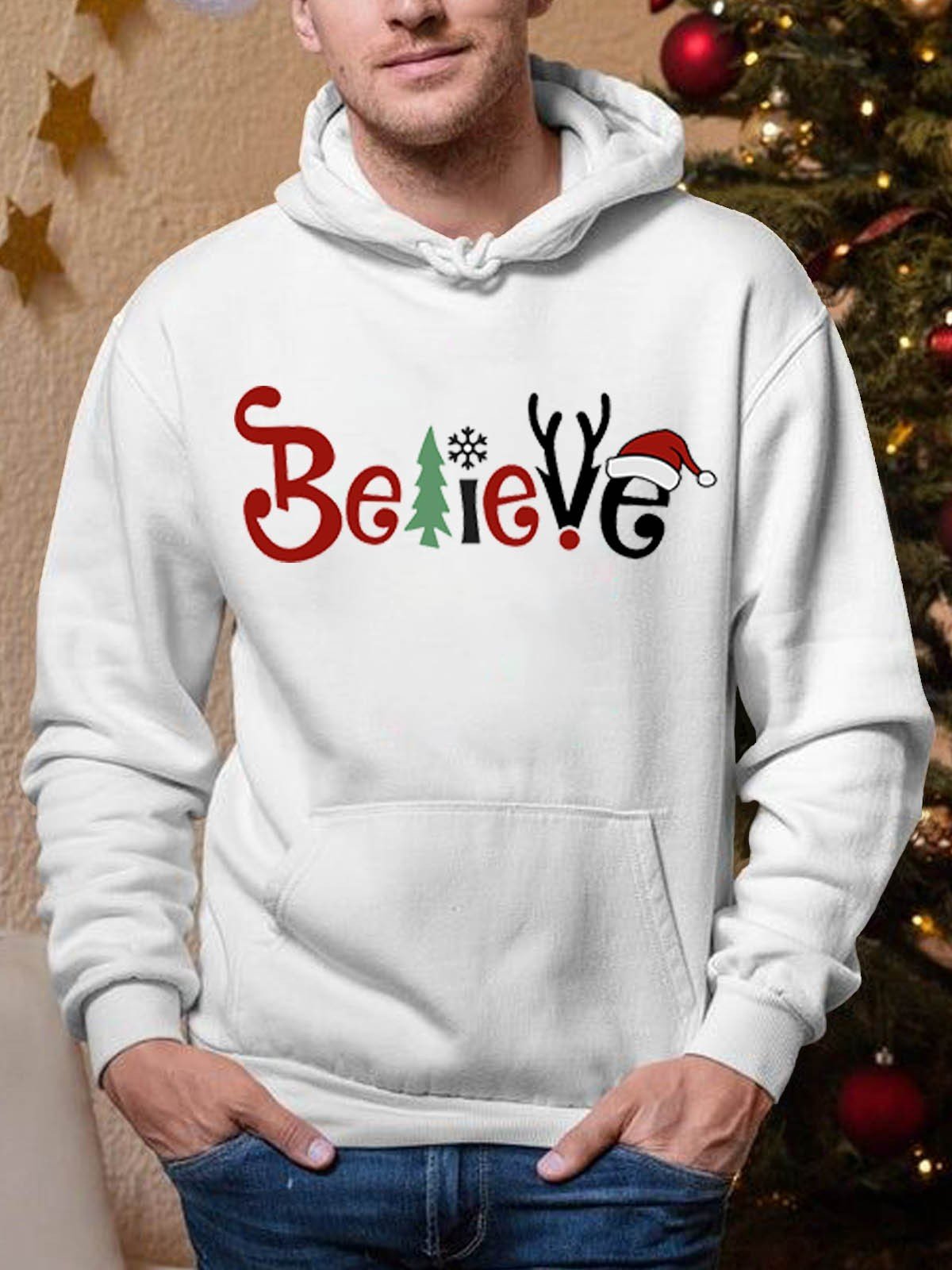 Men’S Christmas Believe  Hoodie Sweatshirt
