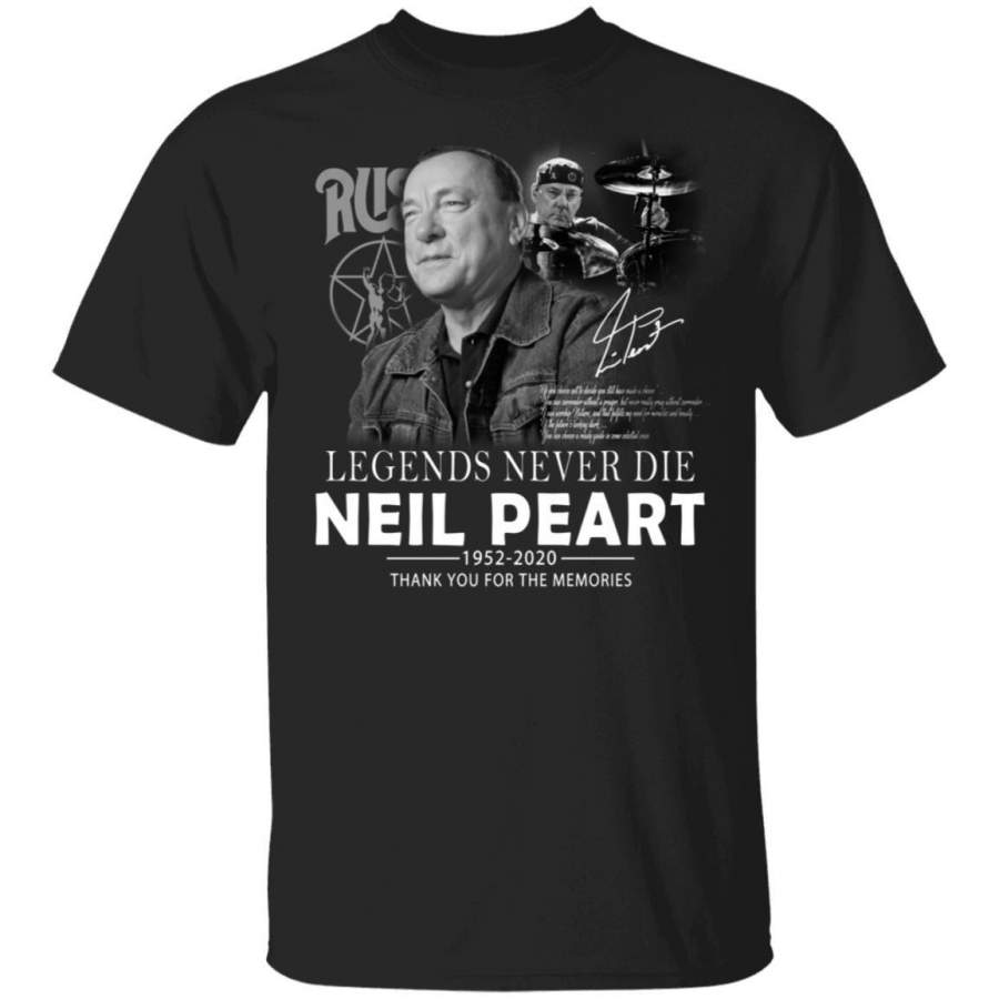 Neil Peart T-shirt Rush Legends Never Die Rock Band Tee MT01