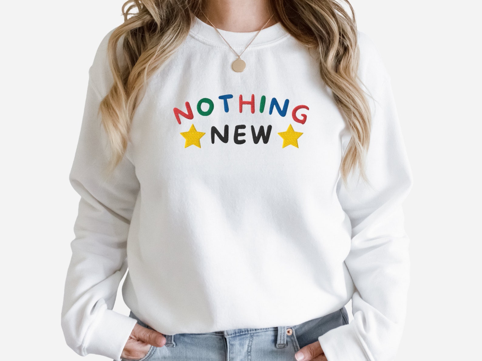 Nothing New Embroidered Halloween Sweatshirt 2D Crewneck Sweatshirt All Over Print Sweatshirt For Women Sweatshirt For Men Sws3065