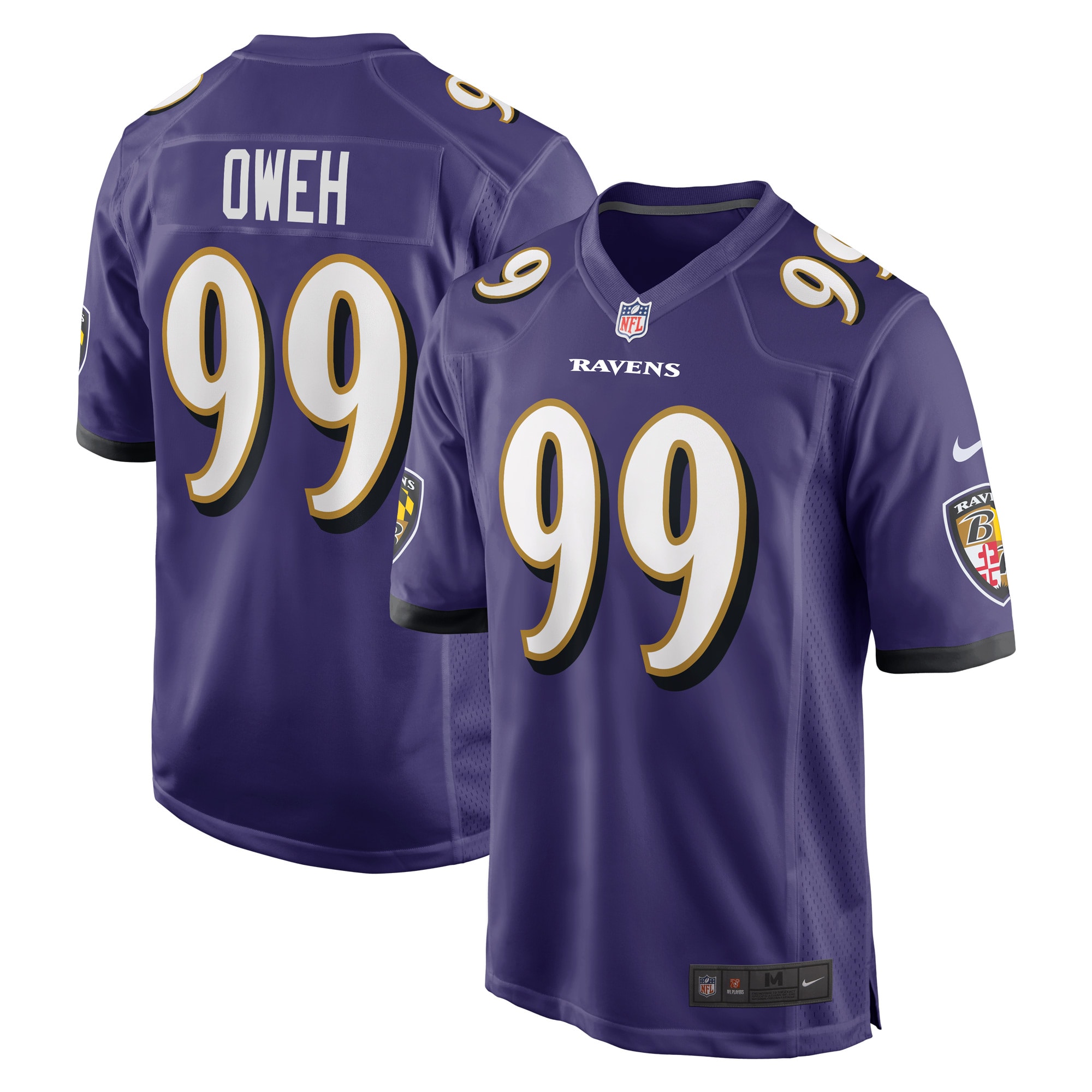 Men’s Baltimore Ravens Odafe Oweh Purple Game Jersey