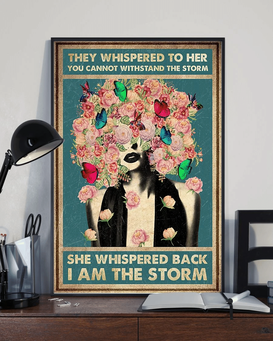 Butterfly Flower Girl Poster Canvas – I Am The Storm Pride Vintage Home Decor Wall Art Evg80265