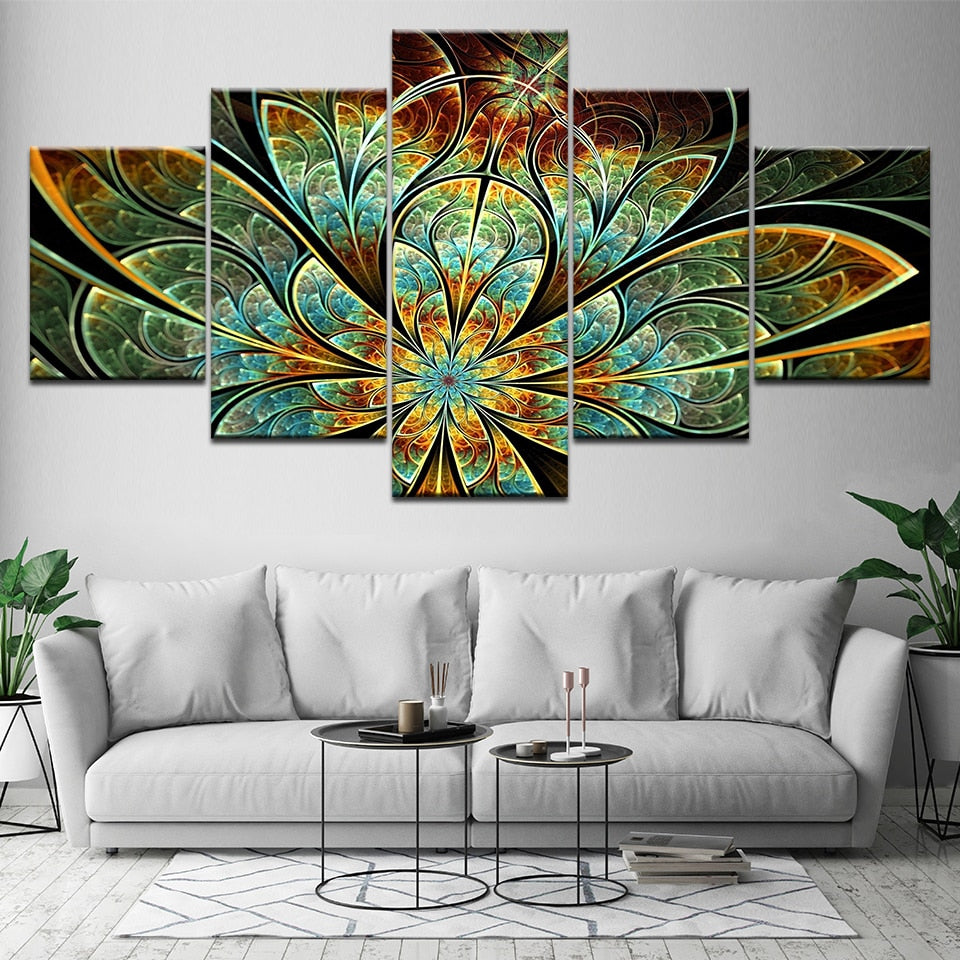 Green Wonder Flower 5 Piece Hd Multi Panel Canvas Wall Art Frame