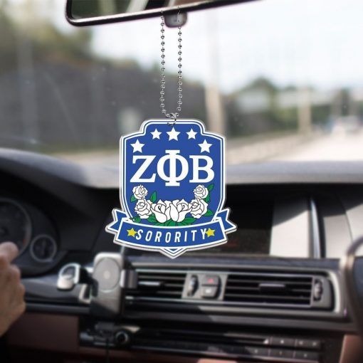 Zeta Phi Beta 1920 Zpb Greek Letters And White Rose Emblem Car Hanging Ornament