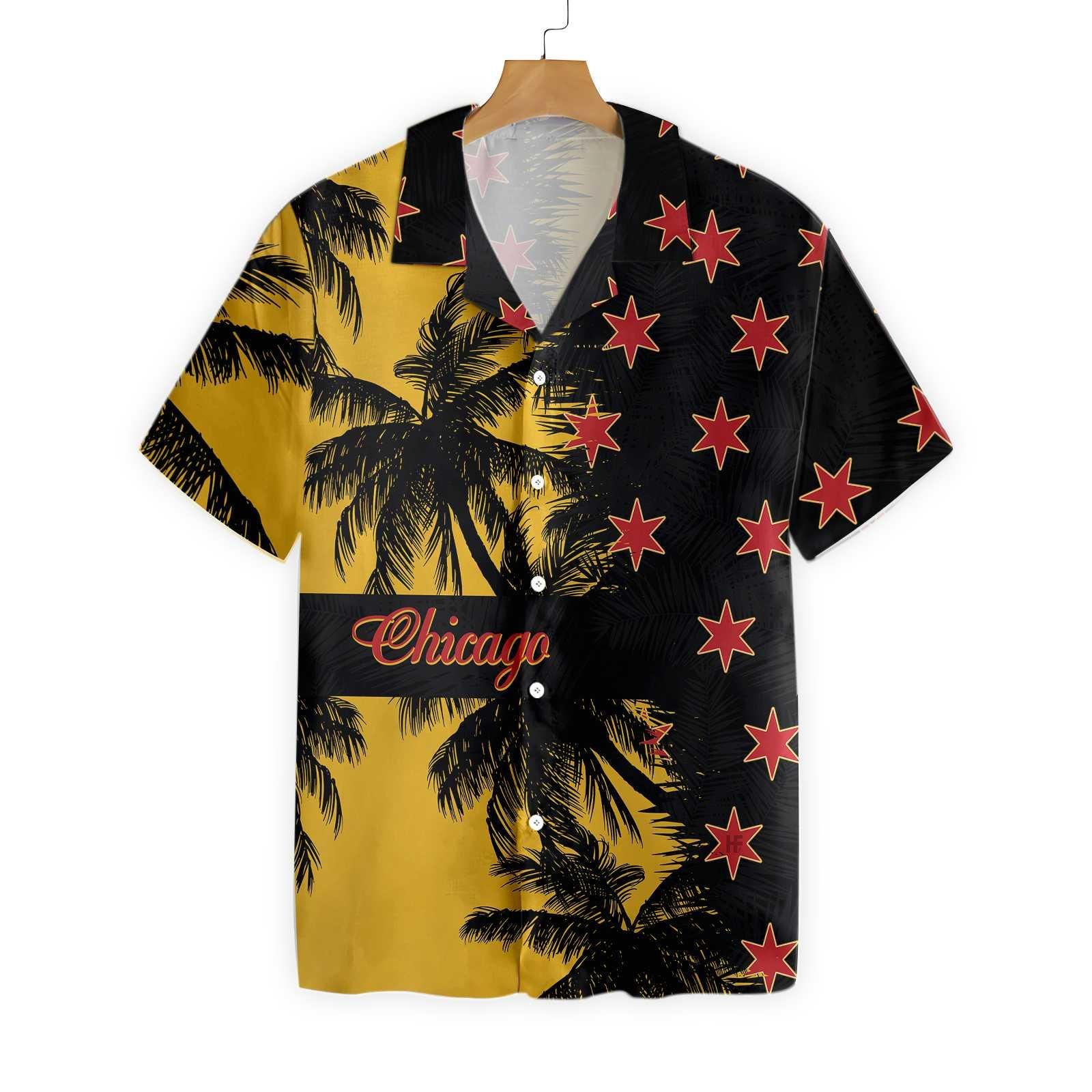 Black Yellow Chicago Hawaii Shirt Ha93645