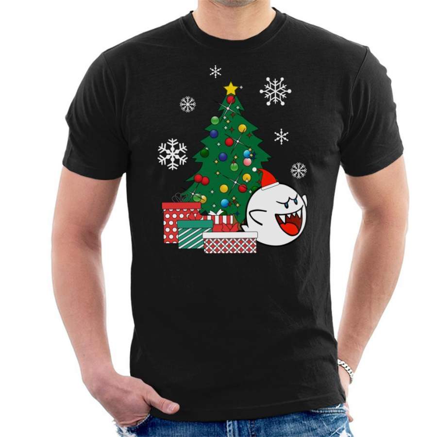 Boo Ghost Around The Christmas Tree Mario Men’s T-Shirt