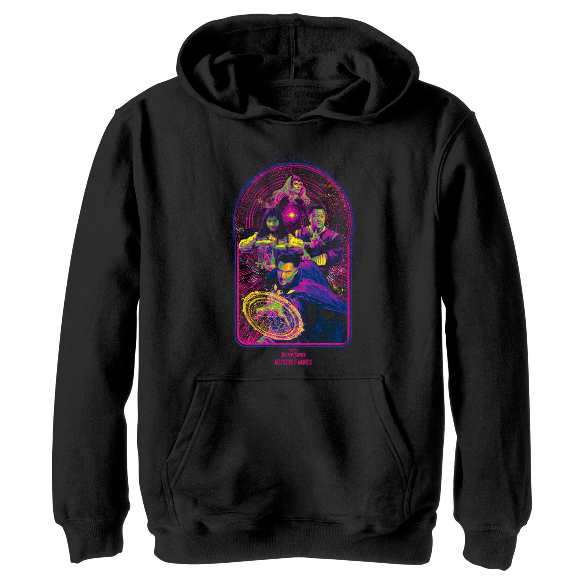 Boy’S Marvel Doctor Strange In The Multiverse Of Madness Neon Group Shot Pull Over Hoodie