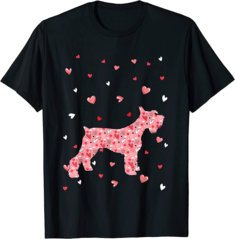 Valentines Day Love Hearts Schnauzer Dog Puppy Lover T-Shirt